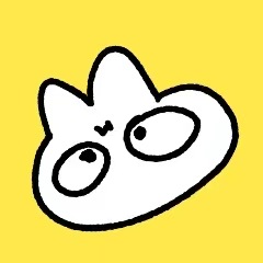 瓜皮的头像：黄色背景上的白色憨猫